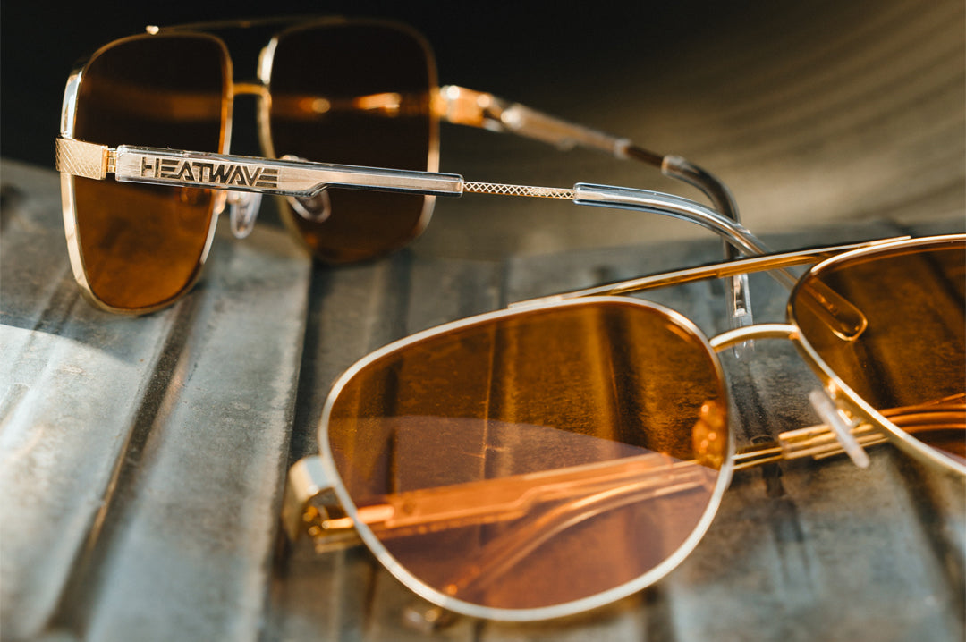 Incline Sunglasses: Polished Gold Frame Amber Lens