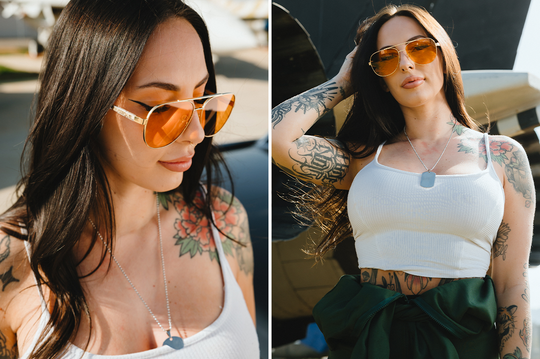 Incline Sunglasses: Polished Gold Frame Amber Lens