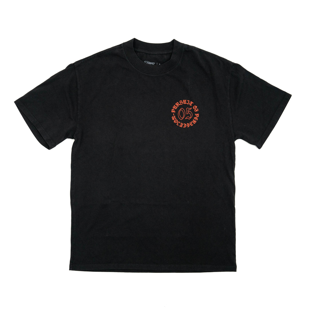 Blackletter Crest Heavyweight Tee: Black