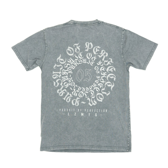 Blackletter Crest Tee: Ash Stonewash