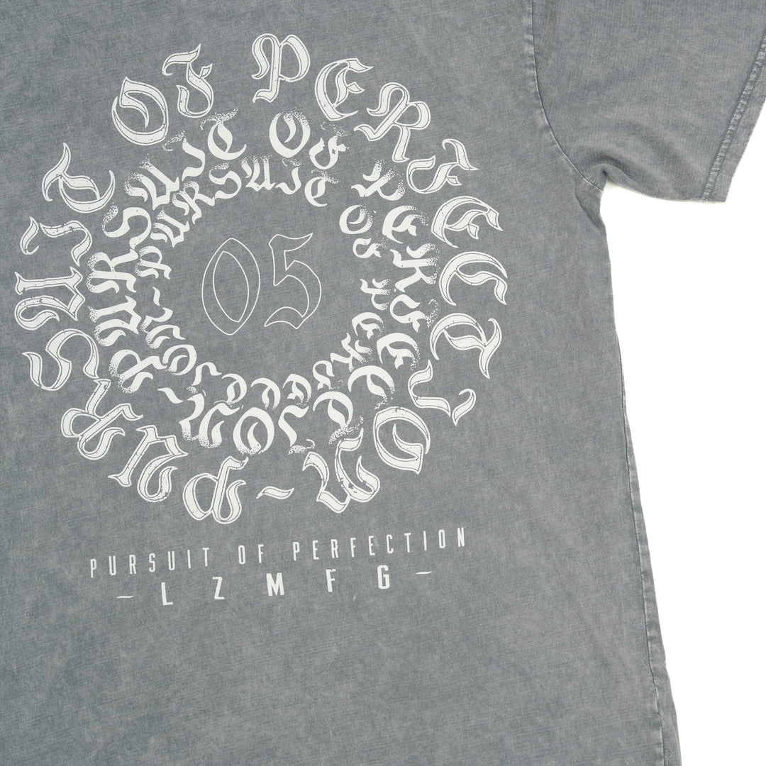 Blackletter Crest Tee: Ash Stonewash
