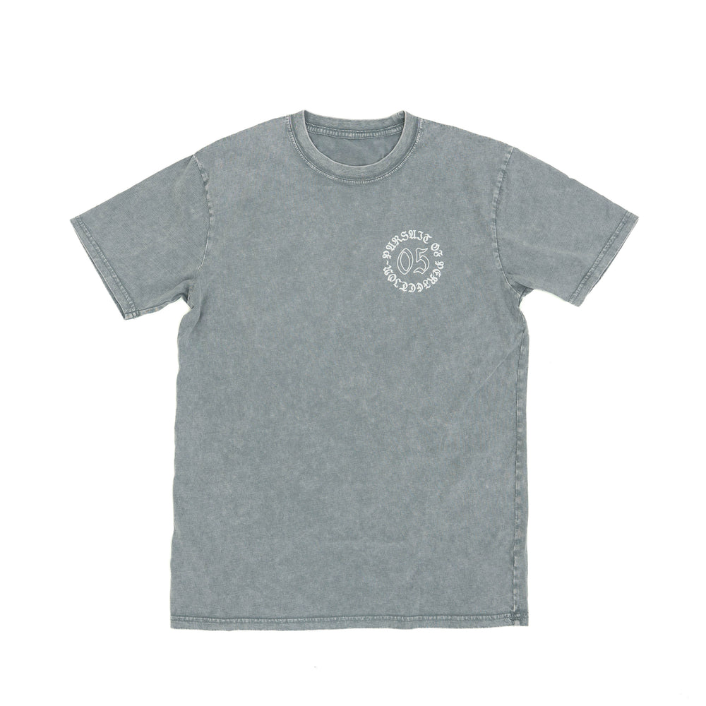 Blackletter Crest Tee: Ash Stonewash