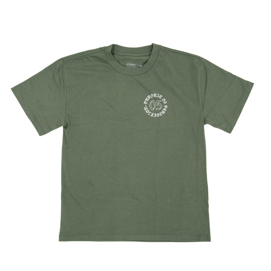 Blackletter Crest Heavyweight Tee: Cypress