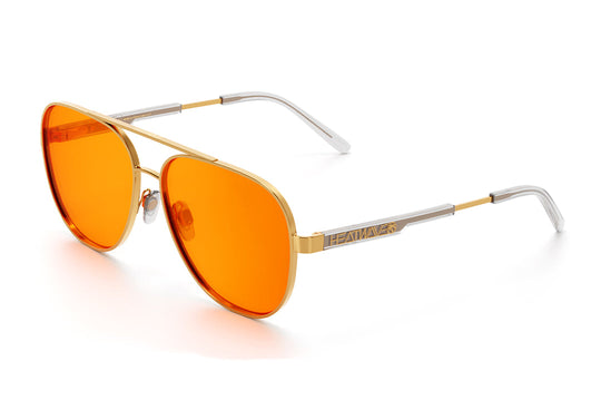 Incline Sunglasses: Polished Gold Frame Amber Lens
