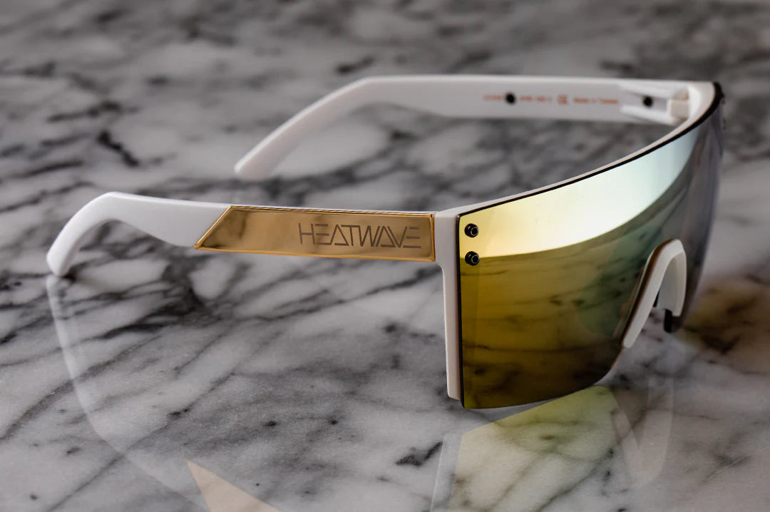 Heatwave Lazer Face White Frame, Gold Metal Customs – LZMFG